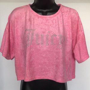 JUICY COUTURE Velour Pajama Crop Top, Pink & Silver, size XL